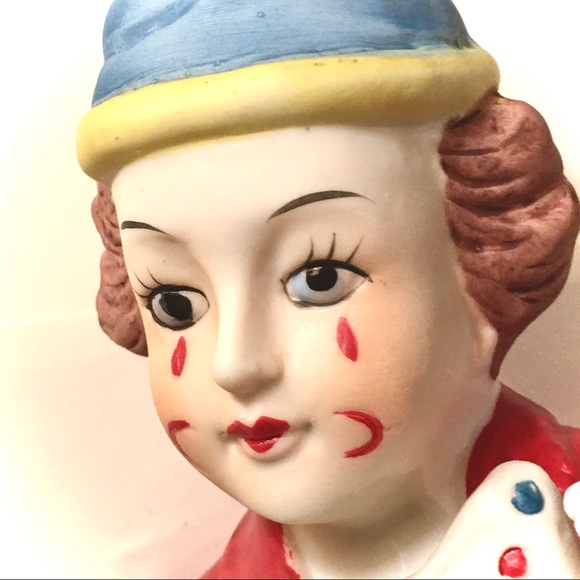 VINTAGE BISQUE SITTING CLOWN PORCELAIN FIGURINE❤️ - Picture 11 of 13
